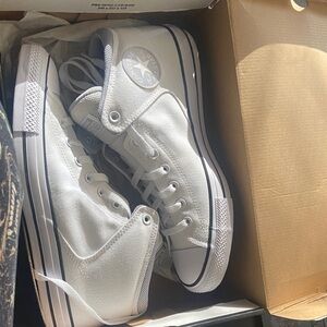 White Canvas High-Top Sneakers